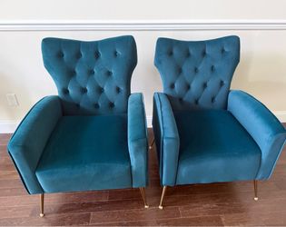 Groombridge 28” Velvet Chairs x2 (Teal)