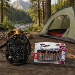 Camping Fan with LED light and Energizer batteries