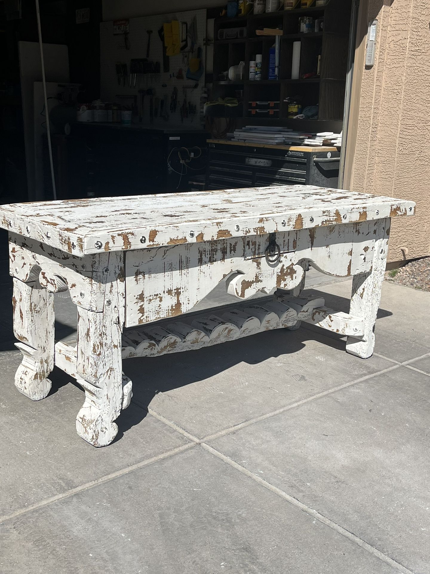 HANDMADE RECLAIMED WORMWOOD CONSOLE, BUFFET, CREDENZA OR ENTRY TABLE