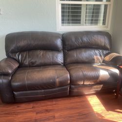 Leather Brown Couch - Recliners