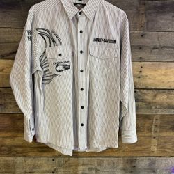 MENS HARLEY DAVIDSON LONG SLEEVE DRESS SHIRT EMBROIDERED 