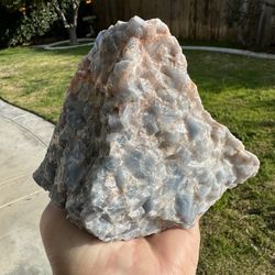 New, Beautiful Large Blue Calcite Crystal Formation. Perfect To Place In The Home Or Office.