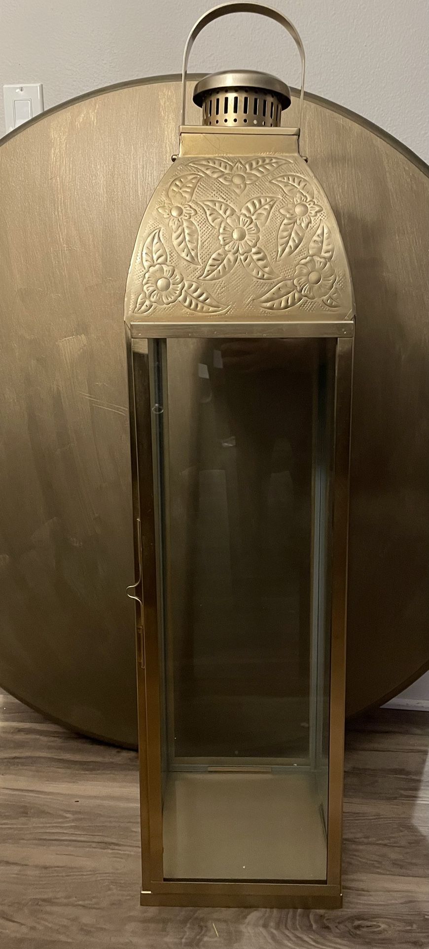 Large Decorative Gold Metal Lantern – 43” Tall