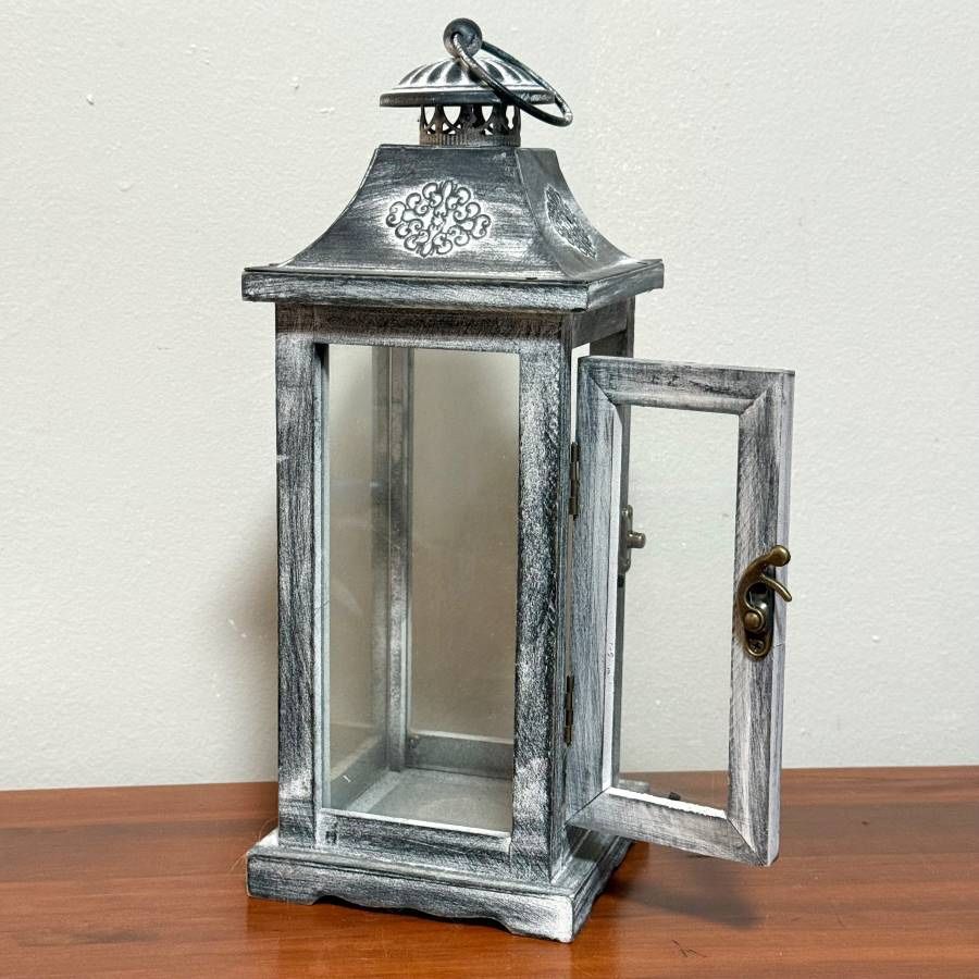 Decorative Distressed Metal Candle Holder Indoor Outdoor Lantern Christmas Accent