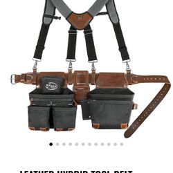 Tool Pouch DEAD-ON. Leather Hybrid Tool Belt with Suspenders.