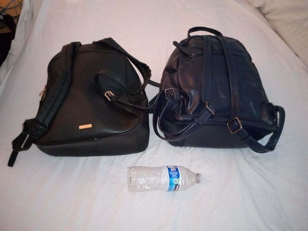 2 WOMENS SMALL BACKPACKS POLYESTER OR LEATHER $30 TAKE BOTH