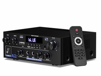 Amplifier Home Audio Stereo 1000W, Bluetooth 5.3 Amplifier For Two 50W X2 Speakers Of About 8 Inches, SD Card/USB/MIC, 2.0 Channel HiFi For TV, Home O