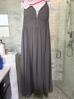 Gray Chiffon Formal Floor-Length Gown