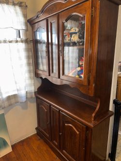 Vintage Solid Wood China Hutch / Display Cabinet