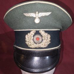 1OO% ORIGINAL WW2 GERMAN ARMY UNIT MARKED COMBAT SERVICE VISOR CAP 