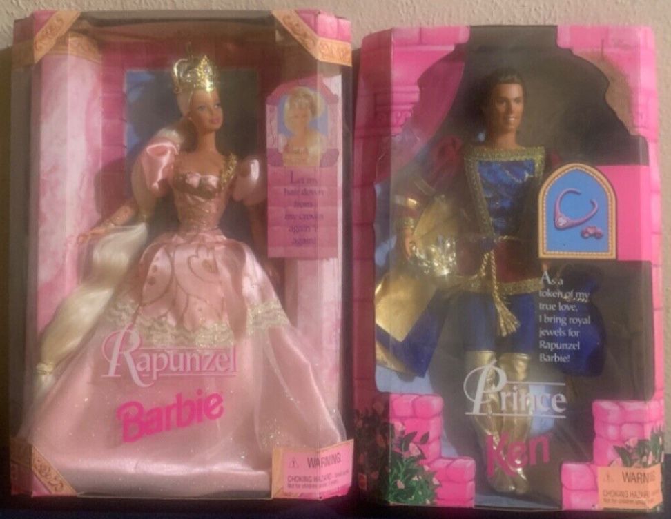 Vintage 1997 Mattel Prince Ken & Rapunzel Barbie Dolls BOTH New in Box