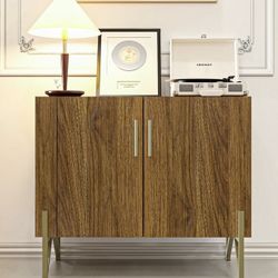Brown Wooden Sideboard Cabinet ‼️The table corner was slightly damaged during transport; please see the photo.‼️