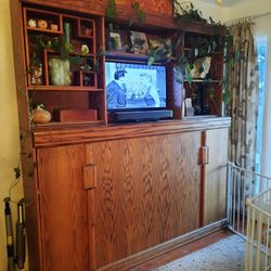 Solid Oak Twin Murphy Bed
