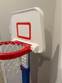 Kids Adjustable Basketball Hoop – Indoor/Outdoor, Play Day (Red/White/Blue)