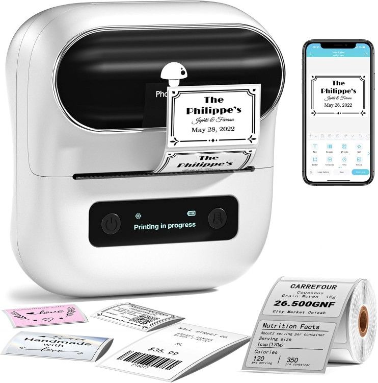 Phomemo M220 Label Maker, Upgrade 3 Inch Barcode Label Printer, Portable Sticker Maker Machine for Barcode, Name, Address, Labeling, Mailing, Home, Of