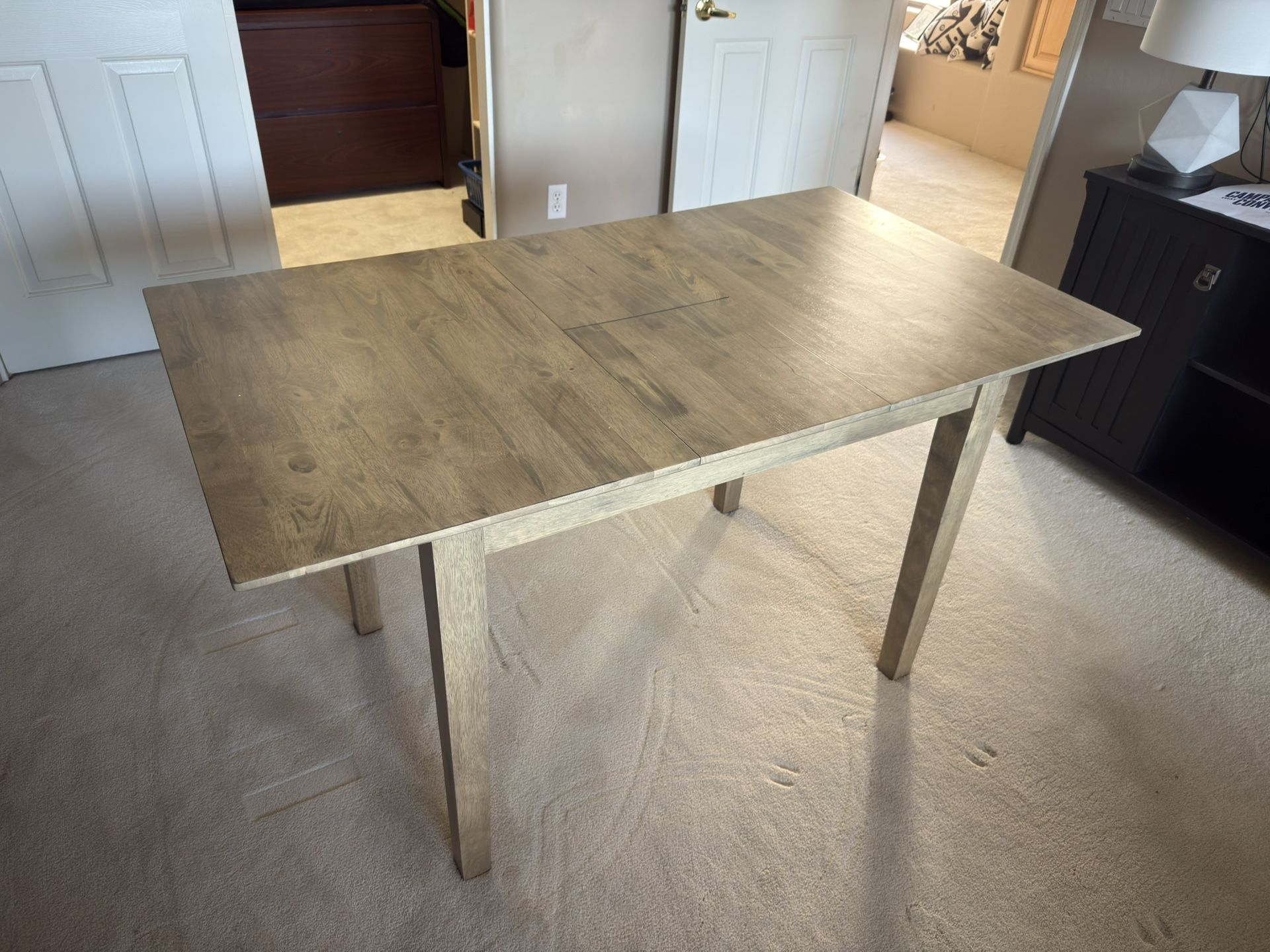 Solid Wood Dining Table With Folding Leaf