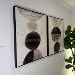 Set of 2 Modern Abstract Wall Art – Neutral Luxe Vibe 