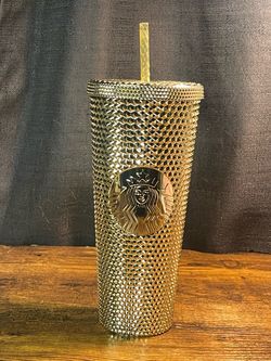 NEW Starbucks Metallic Gold Studded Tumbler 24oz