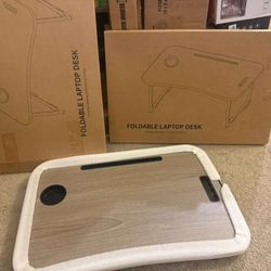 Foldable Lap Desk, Laptop Bed Desk, Portable Lap Table, Laptop Bed Table with Cup Holder & Tablet Slot & Lifting Handle for Working Writing Drawing & 