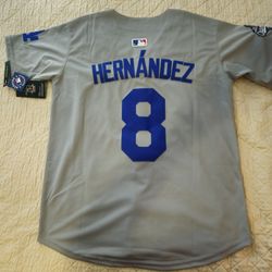 Dodgers Kike Hernandez Grey WC Jersey 