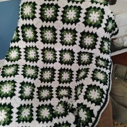 Green And White Afghan 