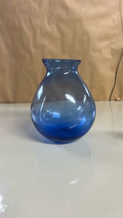 Vintage Glass Cobalt Blue Bulb Vase Flared Rim