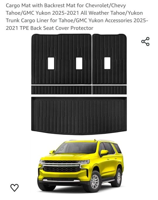JUZISHCargo Mat with Backrest Mat for Chevrolet/Chevy Tahoe/GMC Yukon 25 - 21 All Weather Tahoe/Yukon