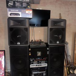 DJ / Concert 🎵 Music System Behringer Europower PMP3000, QSC GX5, SAMSON SX2400, Tascam CD-RW900SL, Stations.500, Eliminator E 107, Furman Power Cond