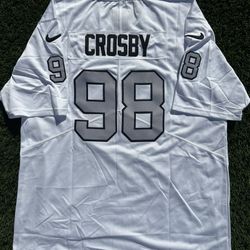 Raiders Maxx Crosby Jersey Silver White Throwback  98