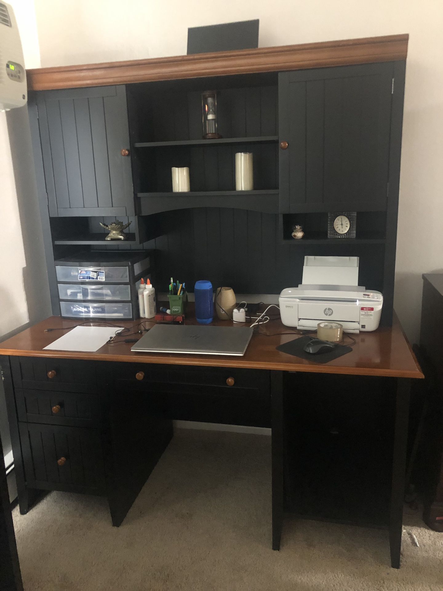 Desk with hutch and bookshelves