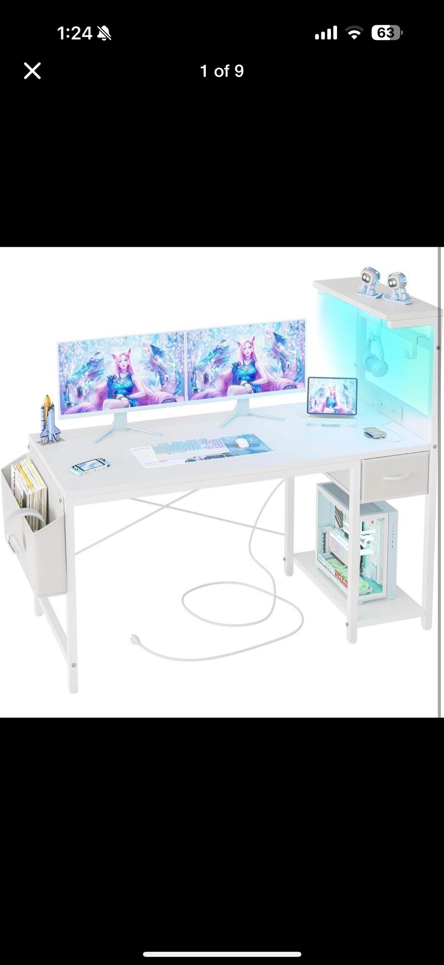 Gaming Desk 55 inch with Power Outlet