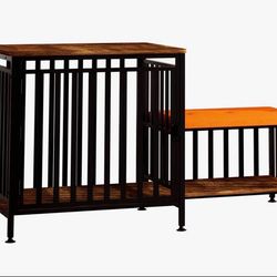 Furniture Style Dog Crate With Entryway Shoe Bench, Indoor Pet Kennel With Wooden Top And Storage Design For Small And Medium Dogs