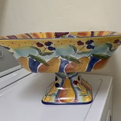 Clay Art “Fiori” Handpainted Fruit bowl