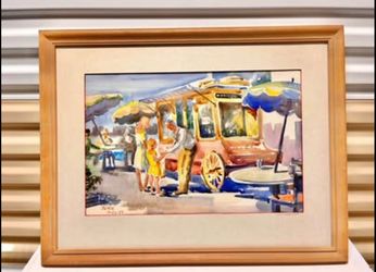 Vintage Original 1977 Water Color Painting / Artist Geo. A. Jergenson / Professionally Framed