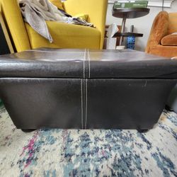 Dark Brown Footstool Ottoman Chest Toy Chest Storage Seat