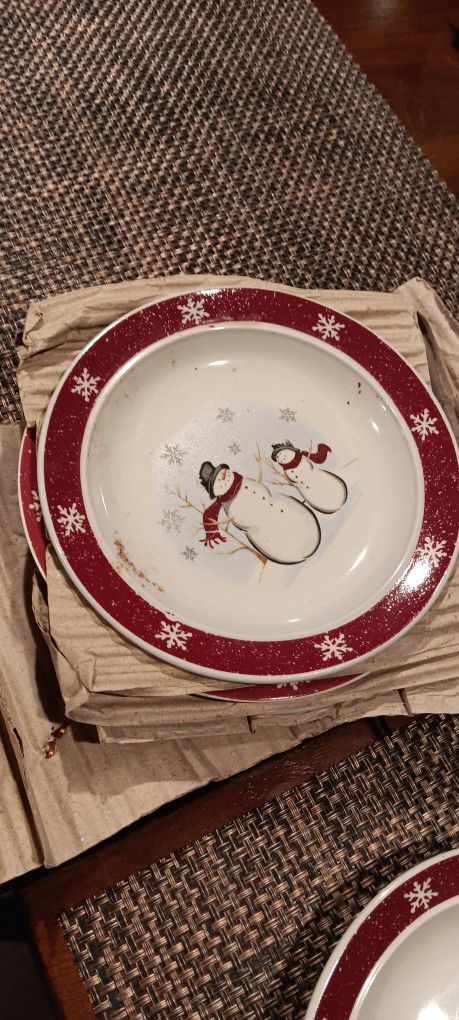 Vintage China Christmass Plates And Bowl