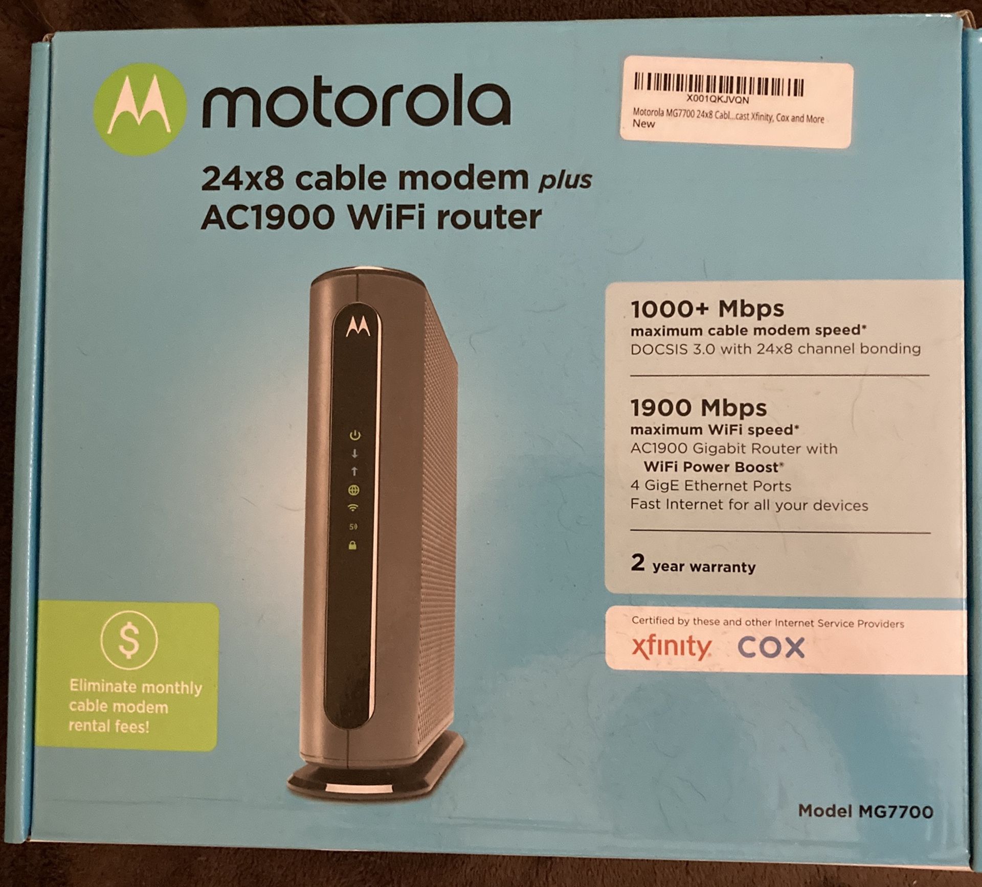 Motorola MG7700 Cable Modem / Dual Band WiFi Router