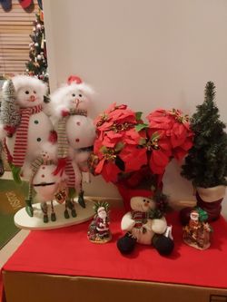 CHRISTMAS IN JULY BRAND NEW RED POINSETTIA PLUS SNOWMAN AND MORE