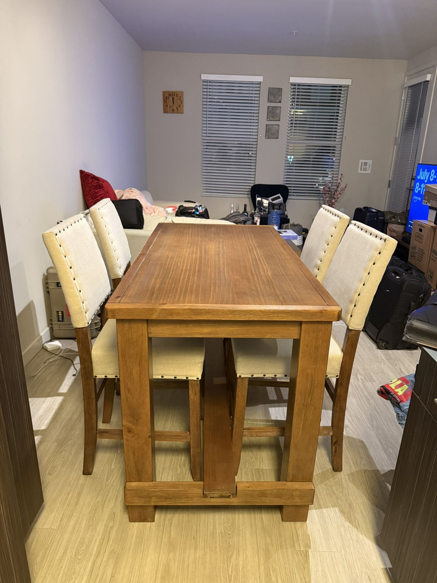 Counter-height table and four chairs