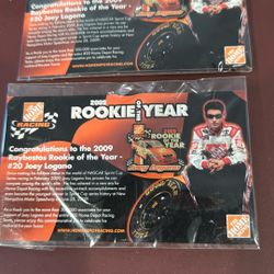 Home Depot Number 20 Joey Logano 2009 Nascar Rookie Of The Year Pin - NIP