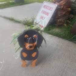 Adorable Wood Dog Planter With Removable Artificial Little Plants $10 