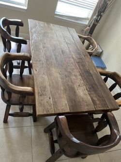 Solid Wood Dining Table With 5 Chairs