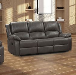 Gray Breathable Leather Couch Sofa Recliner