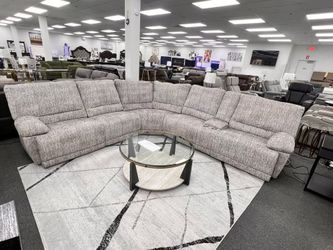 Brand New Plush wide seating Seating Gray fabric 3 Pc Power Reclining Sectional