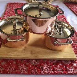 3 Williams Sonoma Mini Copper Pots
