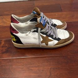 Golden Goose - Ball Star Distressed Cracked-Leather and Suede Sneakers - White Size 44 Men’s