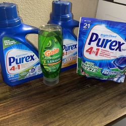 Purex laundry detergent & gain dish soap