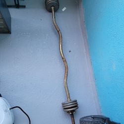 Barra  Con 4 Pesas De 2 1/2 Por Cada Lado 