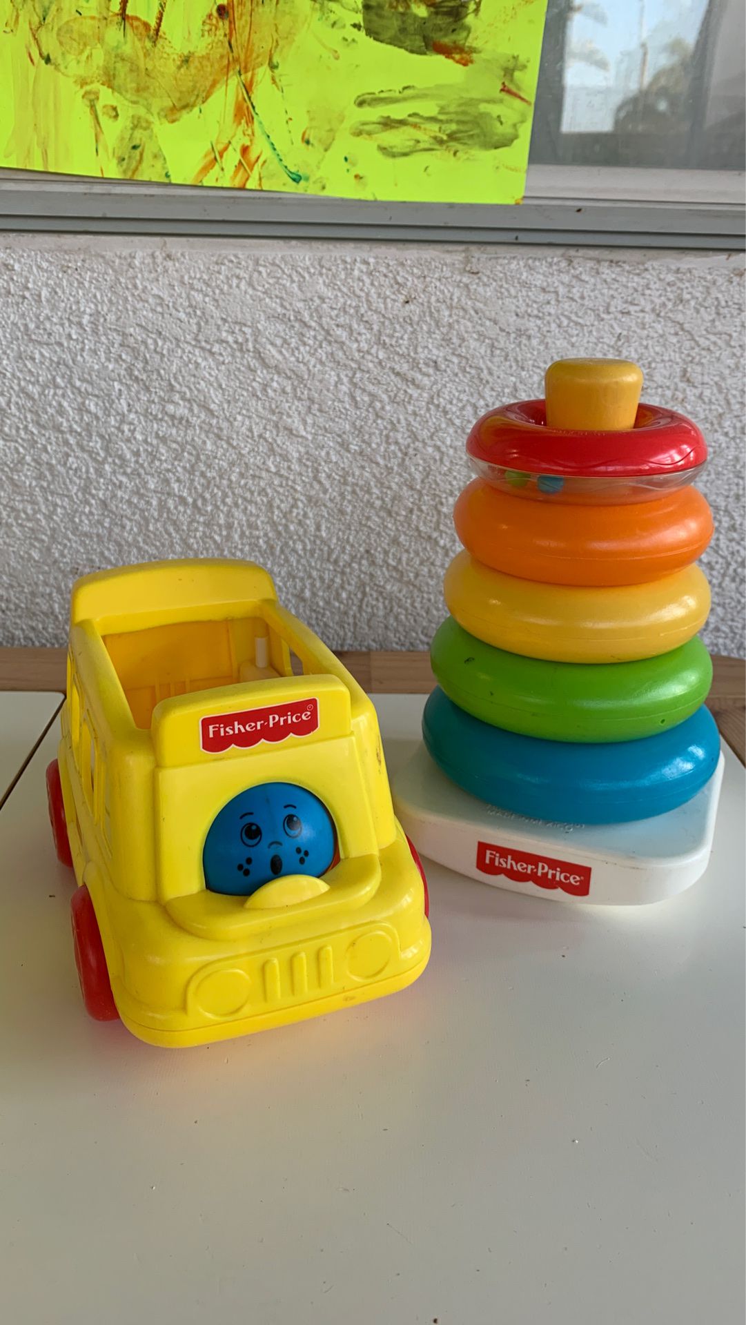 Fisher Price Rainbow Stacker & School Bus Toys