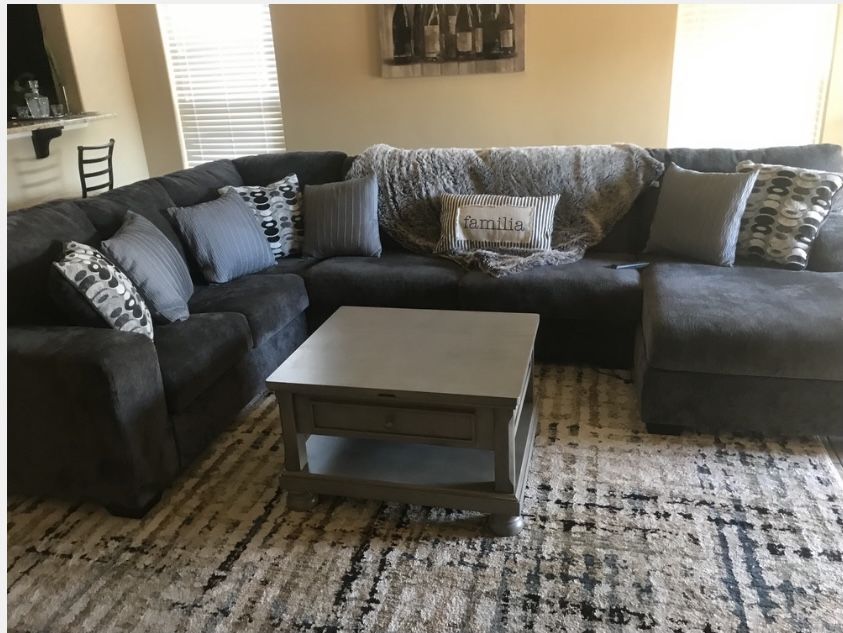 Large Gray Sectional W Ottoman